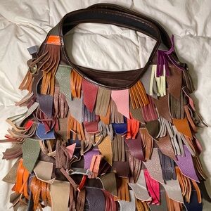 Colorful Fringe Leather Shoulder Bag